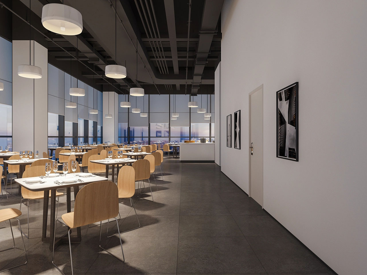 公司食堂裝修設計-企業(yè)餐廳設計效果圖