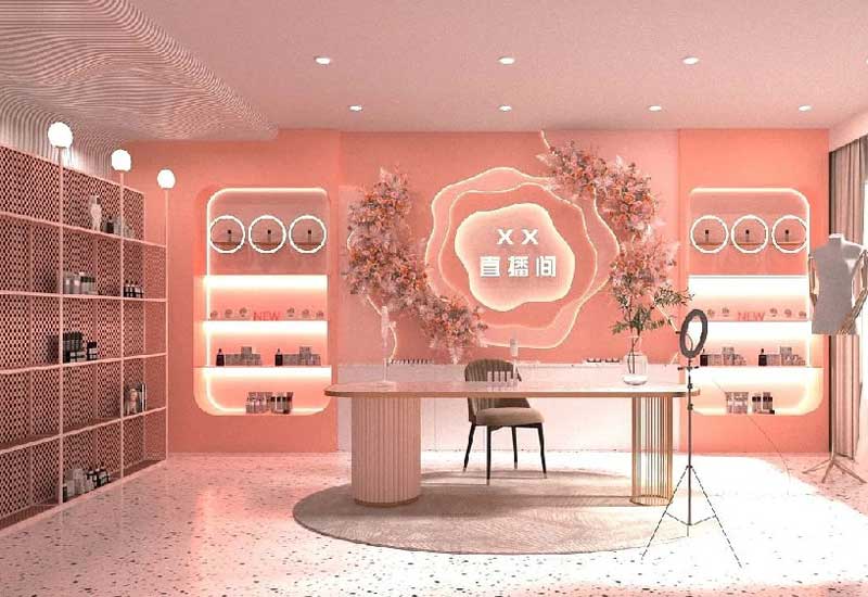 直播間背景墻設(shè)計(jì)搭建，直播間背景墻裝修效果圖