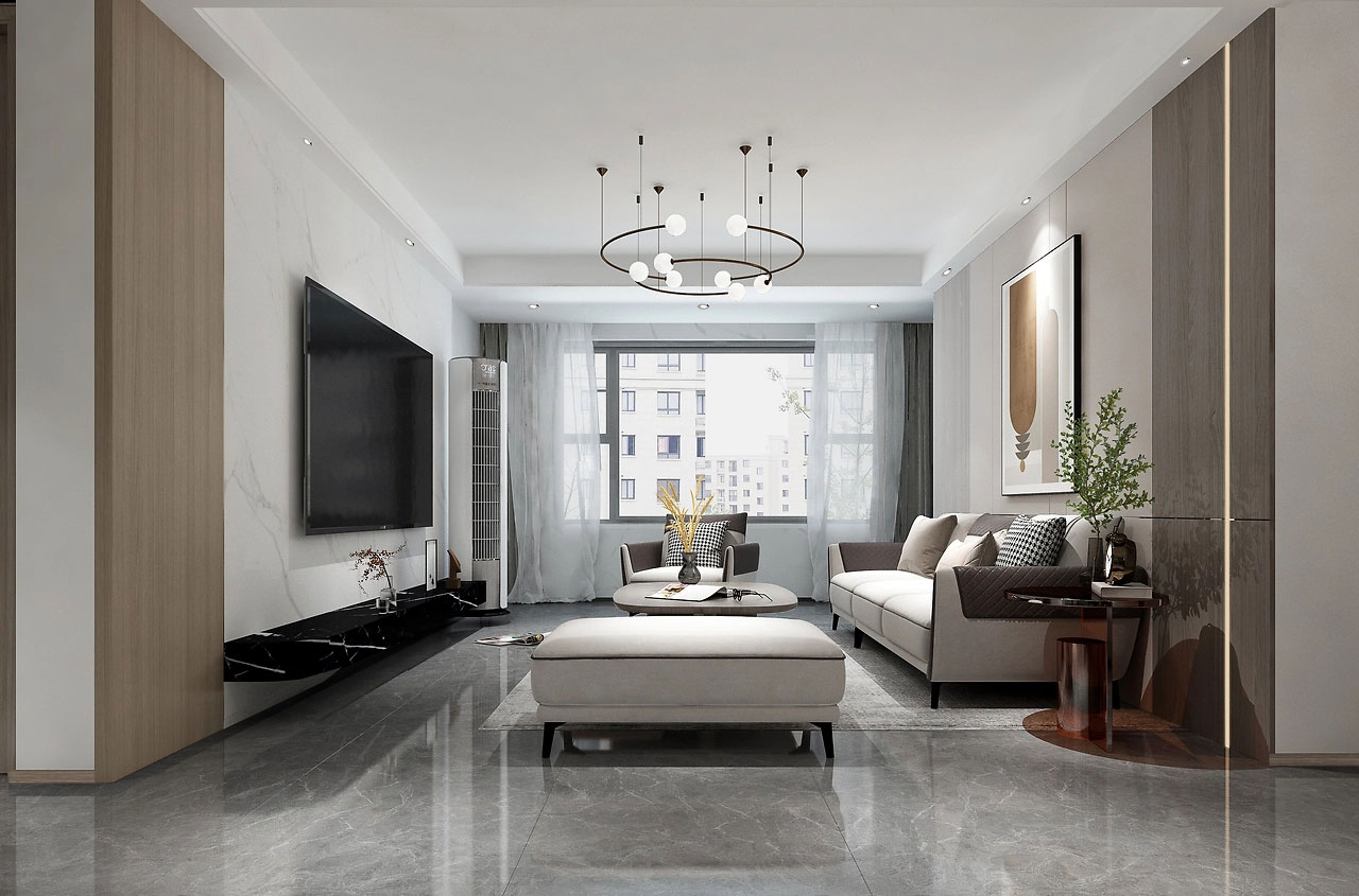 中原宸院123平米現(xiàn)代風格三居室裝修效果圖