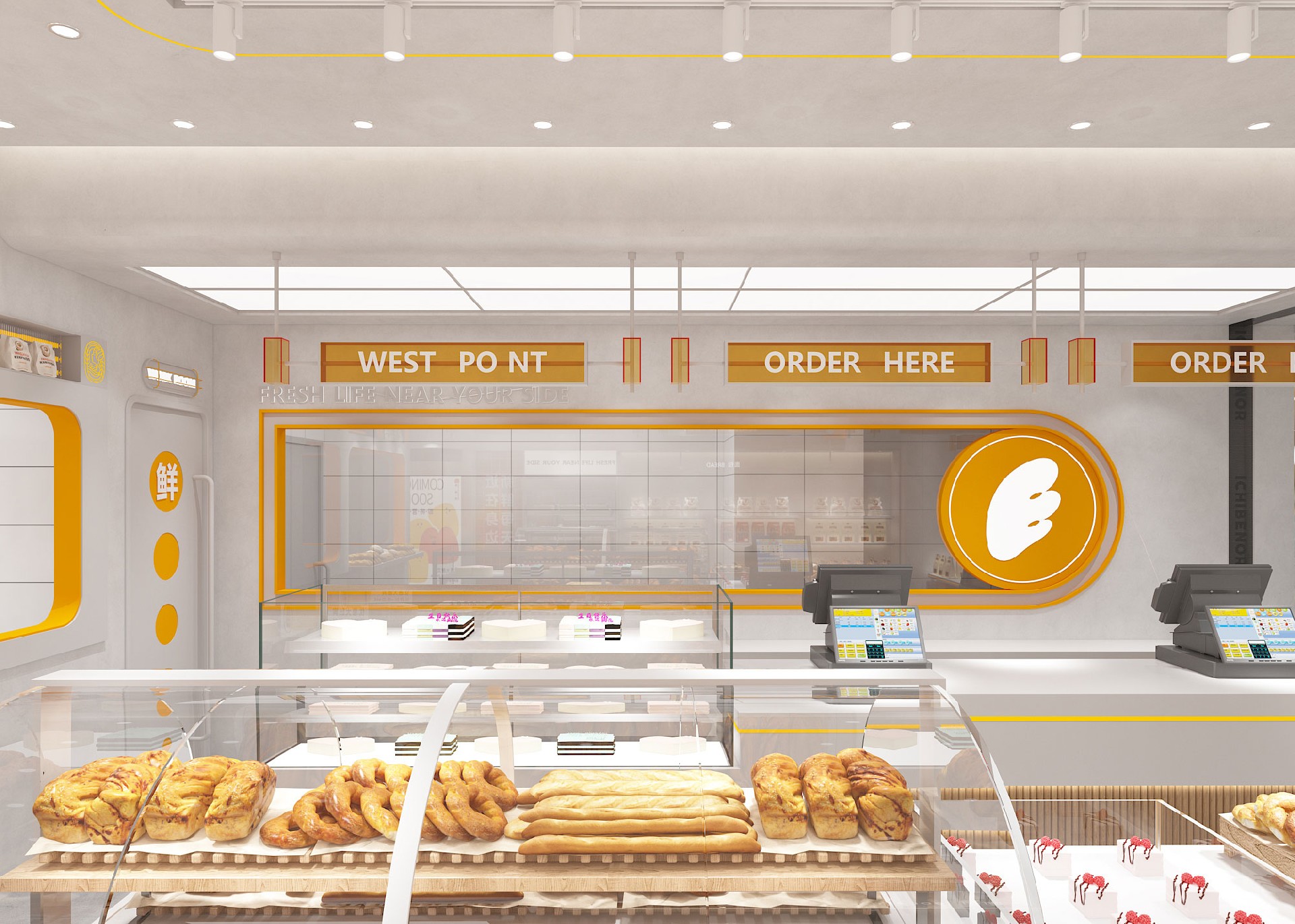 60平米鄭州烘焙店設計效果圖